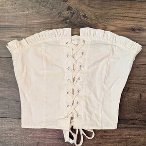 Fashion Nova Cream Lace-Up Crop Top